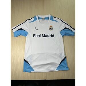 Real Madrid CF‎ Football Team Jersey Men's Medium White Blue Classic Round Neck